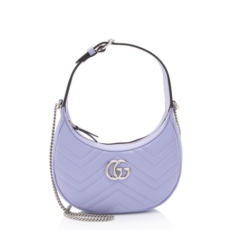 Gucci Matelasse Leather GG Marmont Half Moon Mini Shoulder Bag (SHF-OFIt7E) - Barde