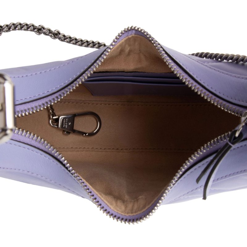 Gucci Matelasse Leather GG Marmont Half Moon Mini Shoulder Bag (SHF-OFIt7E) - Barde - Image 7
