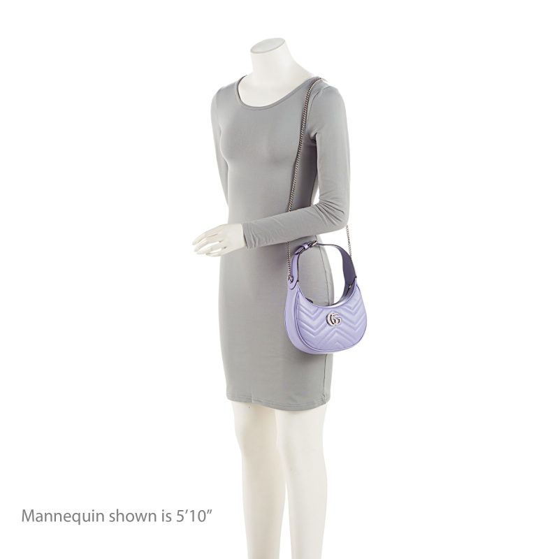 Gucci Matelasse Leather GG Marmont Half Moon Mini Shoulder Bag (SHF-OFIt7E) - Barde - Image 5