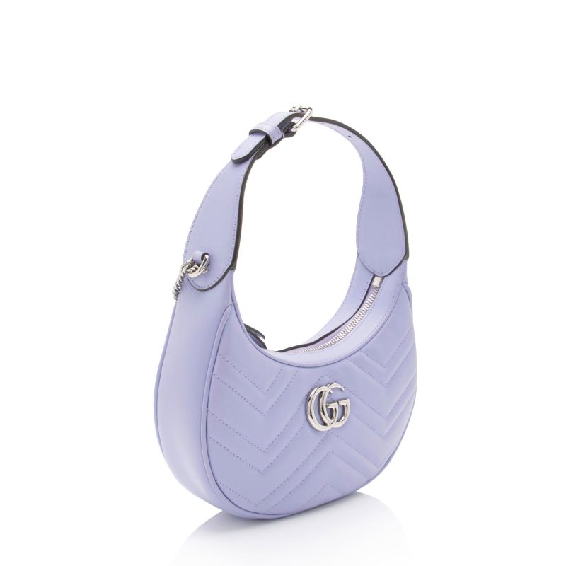 Gucci Matelasse Leather GG Marmont Half Moon Mini Shoulder Bag (SHF-OFIt7E) - Barde - Image 2