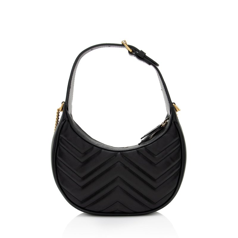 Gucci Matelasse Leather GG Marmont Half Moon Mini Shoulder Bag (SHF-KwqPFJ) - Barde - Image 3