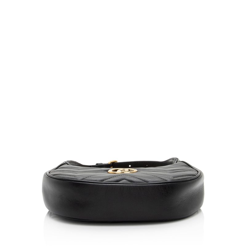 Gucci Matelasse Leather GG Marmont Half Moon Mini Shoulder Bag (SHF-KwqPFJ) - Barde - Image 4