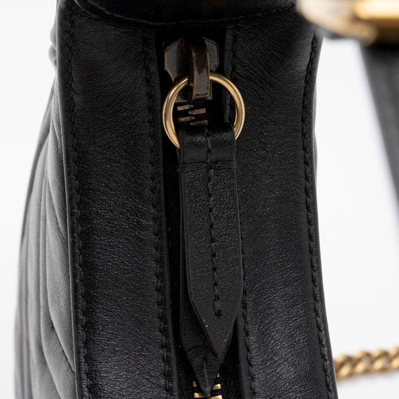 Gucci Matelasse Leather GG Marmont Half Moon Mini Shoulder Bag (SHF-KwqPFJ) - Barde - Image 9