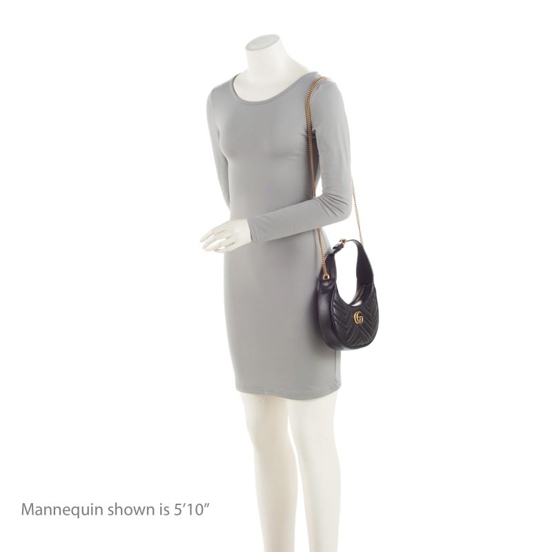 Gucci Matelasse Leather GG Marmont Half Moon Mini Shoulder Bag (SHF-KwqPFJ) - Barde - Image 5