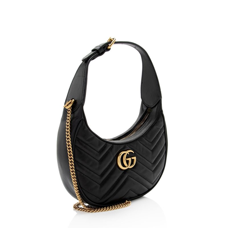 Gucci Matelasse Leather GG Marmont Half Moon Mini Shoulder Bag (SHF-KwqPFJ) - Barde - Image 2