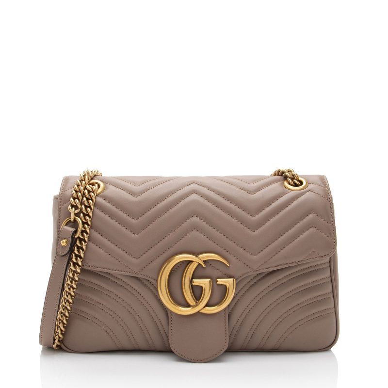 Gucci Matelasse Leather GG Marmont Medium Flap Shoulder Bag (SHF-EZthFS) - Barde
