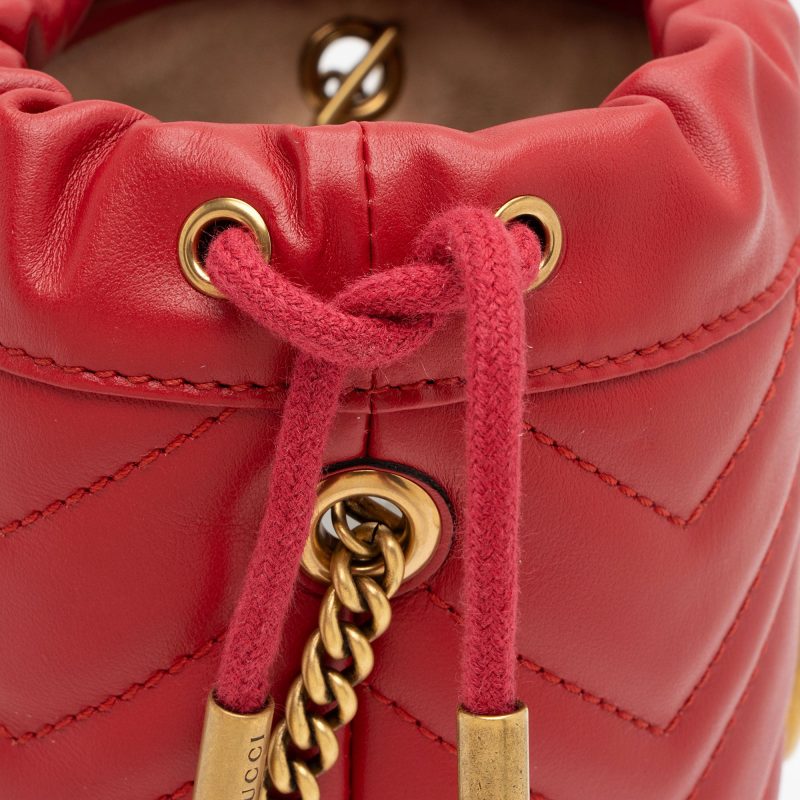 Gucci Matelasse Leather GG Marmont Mini Bucket Bag (SHF-dZVRWx) - Barde - Image 10