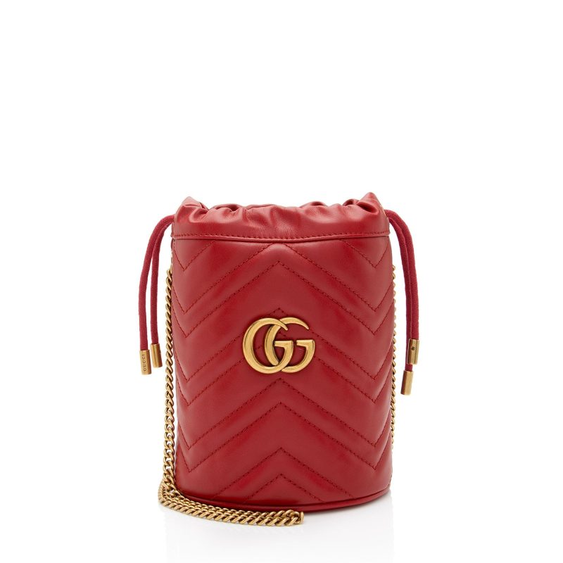 Gucci Matelasse Leather GG Marmont Mini Bucket Bag (SHF-5Z20gx) - Barde
