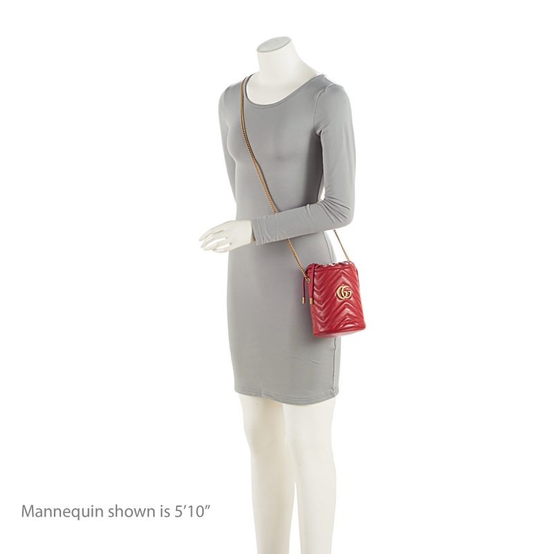 Gucci Matelasse Leather GG Marmont Mini Bucket Bag (SHF-5Z20gx) - Barde - Image 5