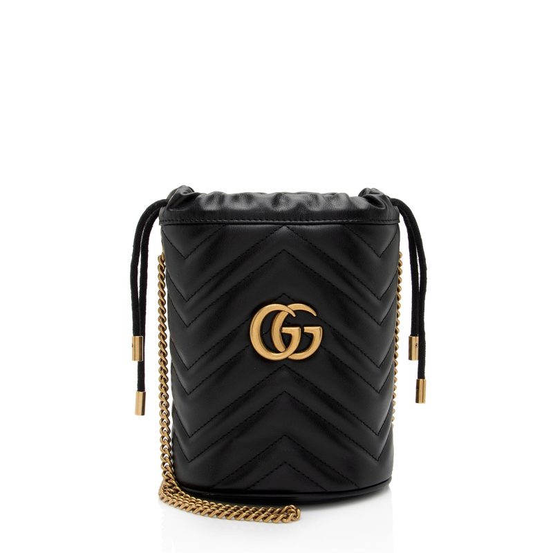 Gucci Matelasse Leather GG Marmont Mini Bucket Bag (SHF-IV6bhP) - Barde