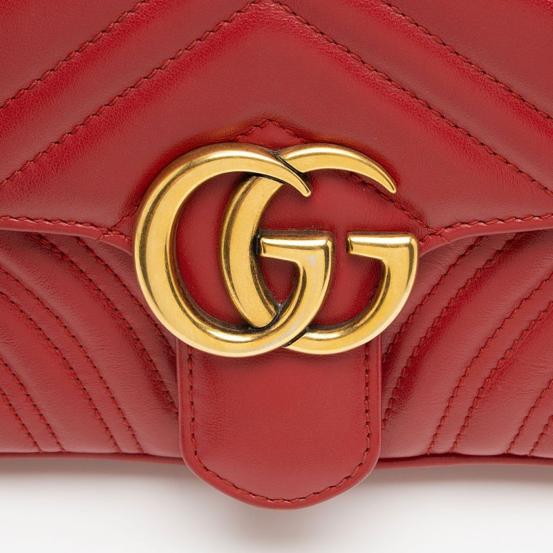 Gucci Matelasse Leather GG Marmont Mini Flap Bag (SHF-Ak6QrB) - Barde - Image 9