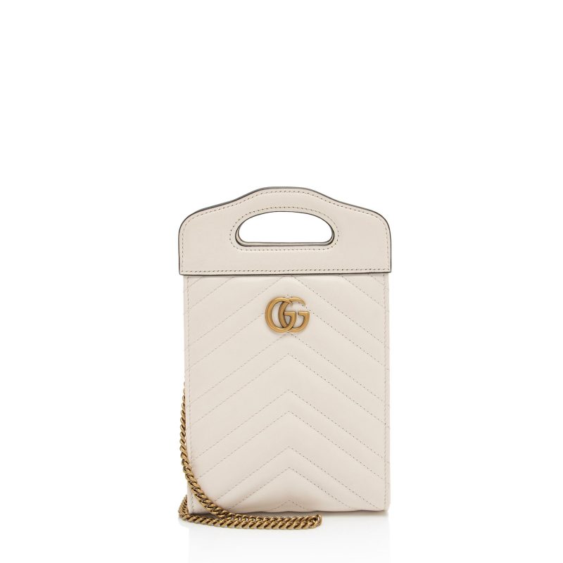 Gucci Matelasse Leather GG Marmont Mini Slip Top Handle (SHF-krsWgi) - Barde