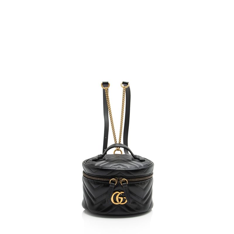 Gucci Matelasse Leather GG Marmont Round Mini Backpack (SHF-tbmiZF) - Barde