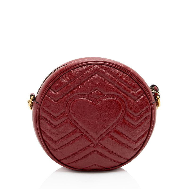 Gucci Matelasse Leather GG Marmont Round Mini Shoulder Bag (SHF-yCEFTL) - Barde - Image 3