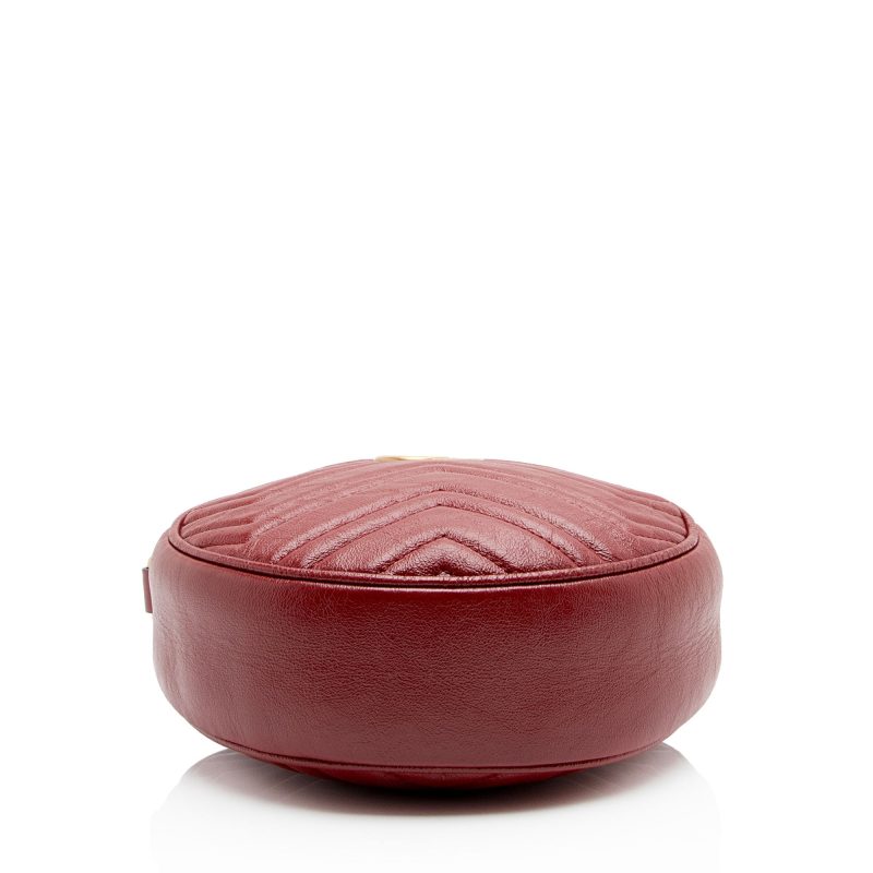 Gucci Matelasse Leather GG Marmont Round Mini Shoulder Bag (SHF-yCEFTL) - Barde - Image 4