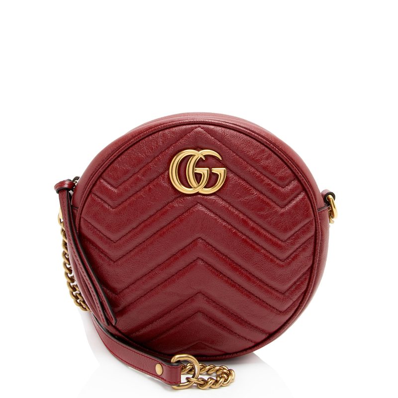 Gucci Matelasse Leather GG Marmont Round Mini Shoulder Bag (SHF-yCEFTL) - Barde