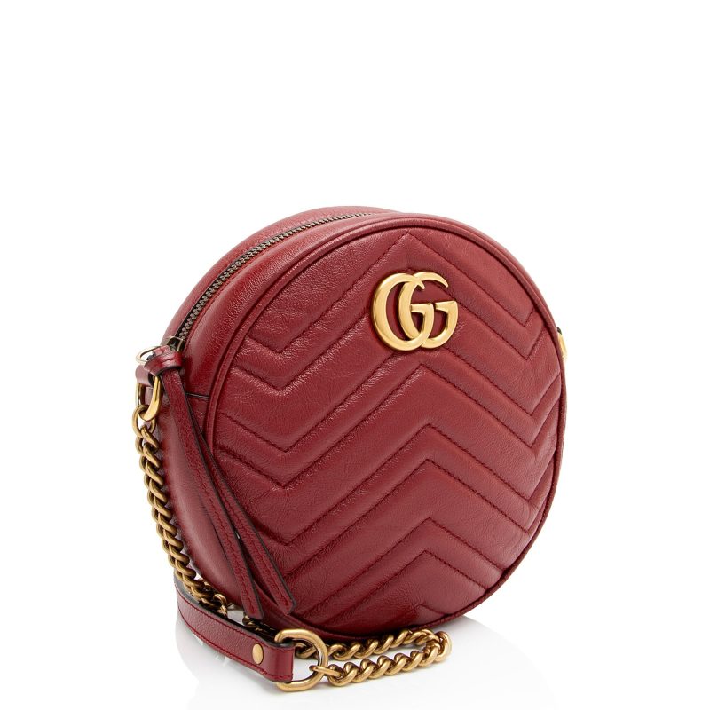 Gucci Matelasse Leather GG Marmont Round Mini Shoulder Bag (SHF-yCEFTL) - Barde - Image 2