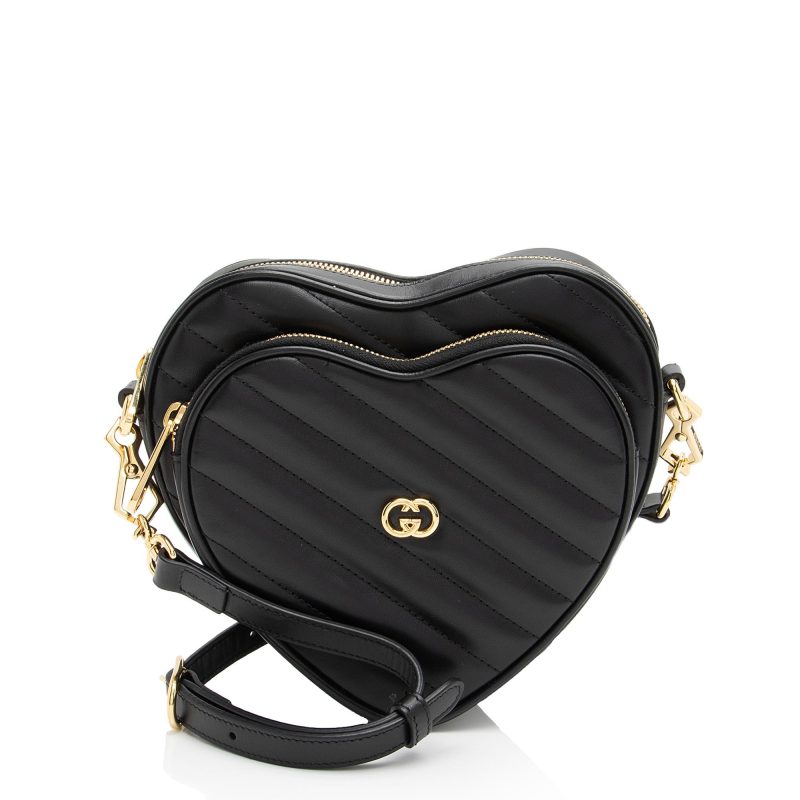 Gucci Matelasse Leather Interlocking G Heart Mini Shoulder Bag (SHF-j5rydx) - Barde