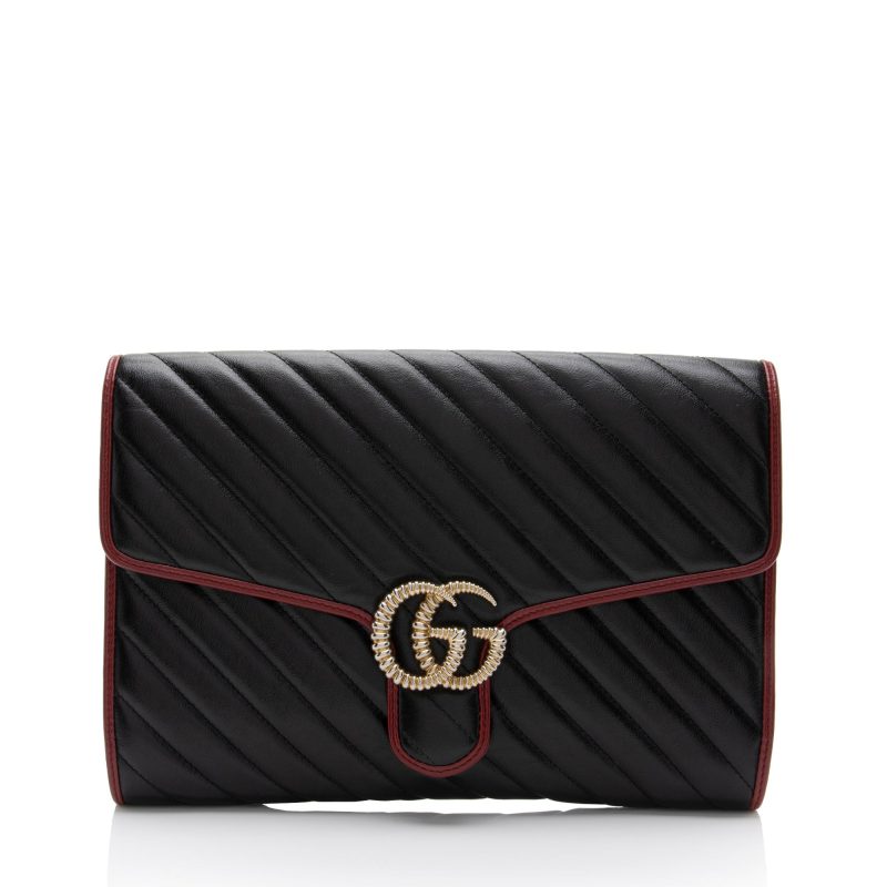 Gucci Matelasse Leather Torchon GG Marmont Clutch (SHF-CeLx8H) - Barde