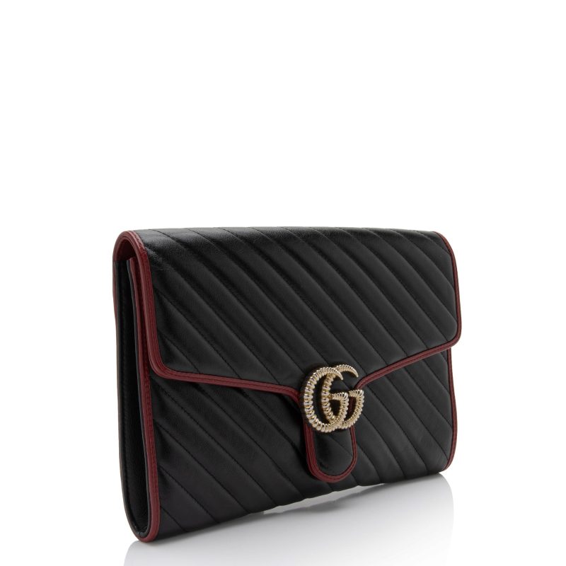 Gucci Matelasse Leather Torchon GG Marmont Clutch (SHF-CeLx8H) - Barde - Image 2