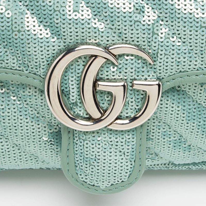 Gucci Matelasse Sequin GG Marmont Mini Flap Bag (SHF-09pAUc) - Barde - Image 9