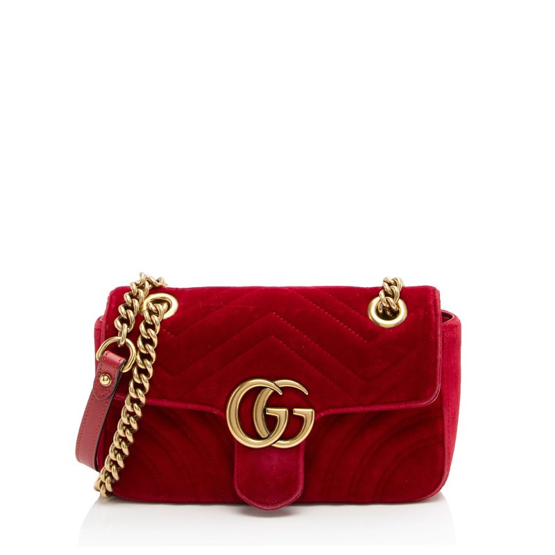 Gucci Matelasse Velvet GG Marmont Mini Flap Bag (SHF-80mt04) - Barde