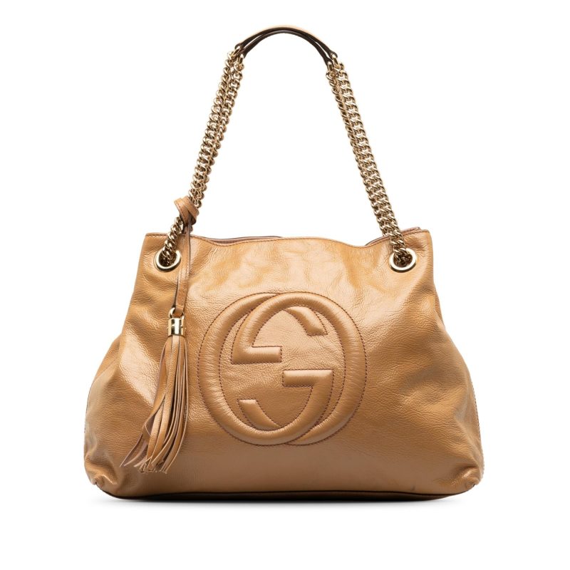 Gucci Medium Patent Soho Chain Tote (SHG-jrt6iJ) - Barde