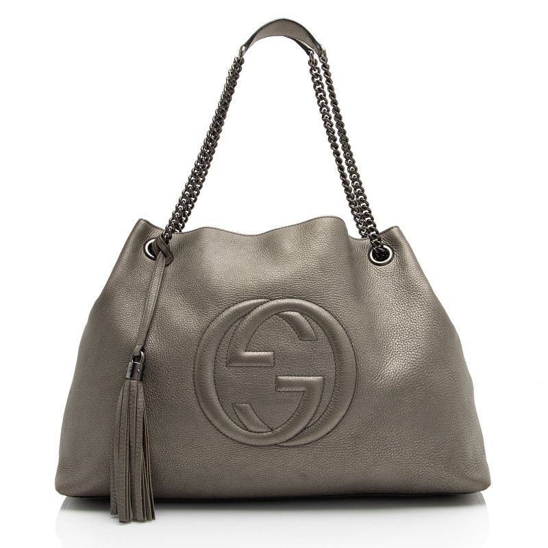 Gucci Metallic Leather Soho Large Shoulder Bag (SHF-Splnx2) - Barde