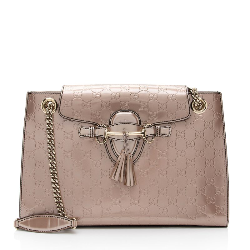 Gucci Metallic Patent Guccissima Leather Emily Large Shoulder Bag (SHF-v4gshd) - Barde