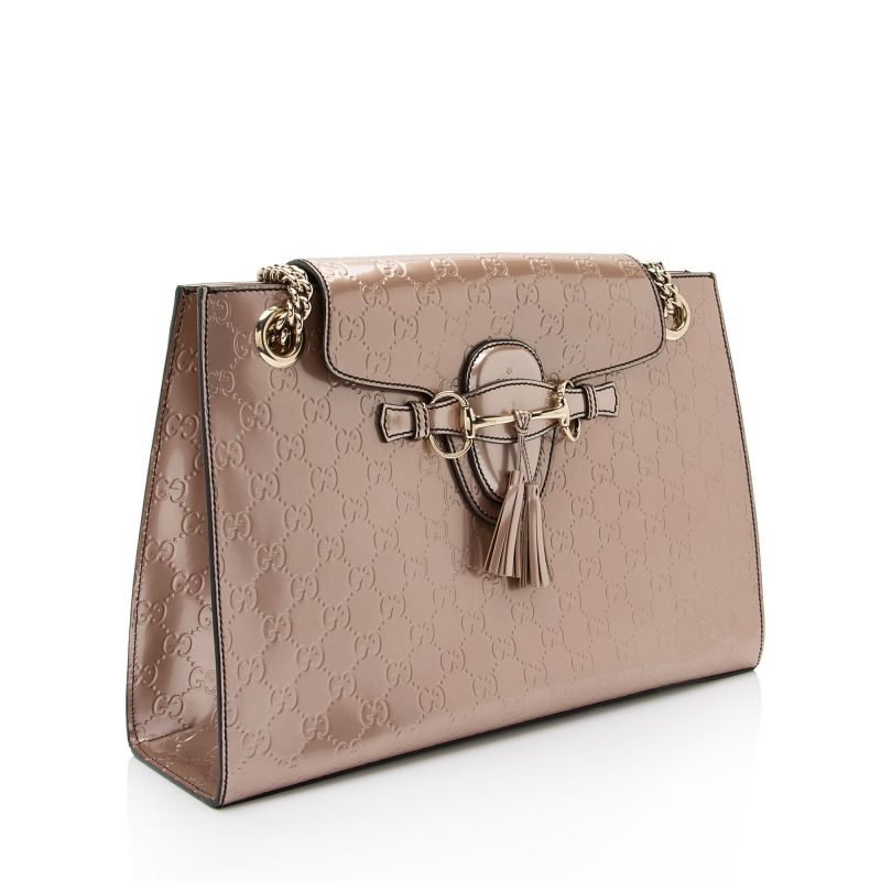 Gucci Metallic Patent Guccissima Leather Emily Large Shoulder Bag (SHF-v4gshd) - Barde - Image 2