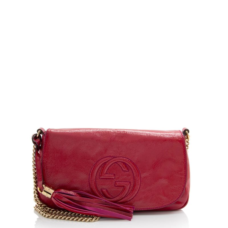 Gucci Patent Leather Soho Medium Flap Bag (SHF-V6tPqW) - Barde