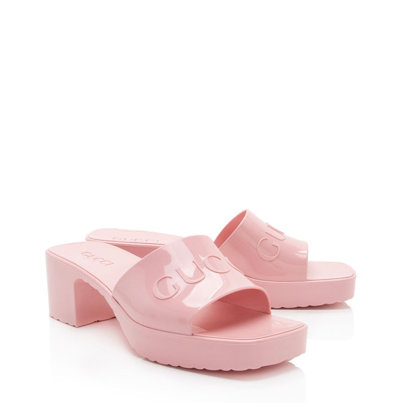 Gucci Rubber Slide Sandals - Size 8 / 38 (SHF-QqWmfI) - Barde - Image 2