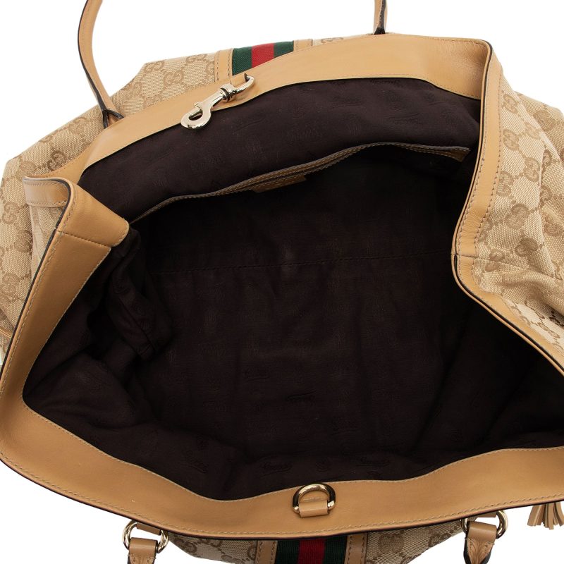 Gucci Vintage GG Canvas Web Tassel Tote (SHF-S7CL5b) - Barde - Image 7