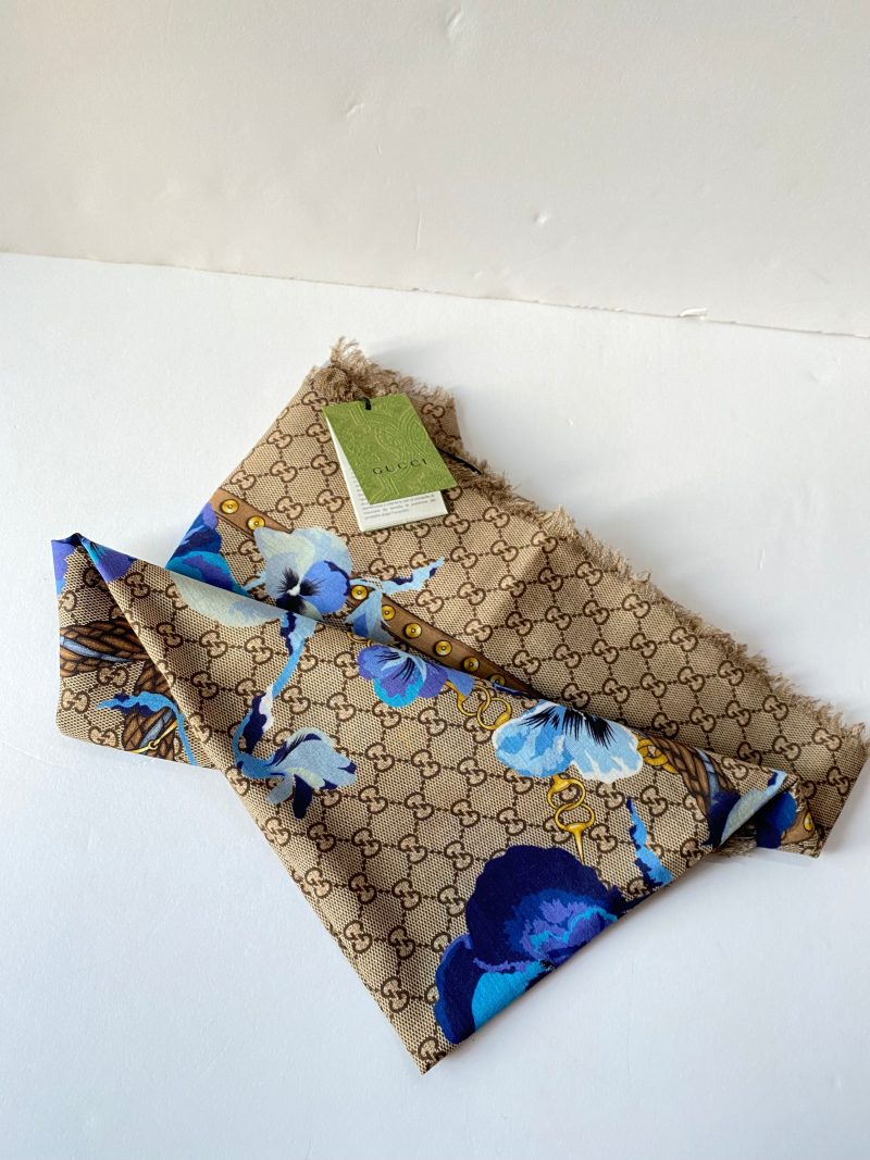 Gucci Bicolor GG Floral scarf - Barde - Image 3