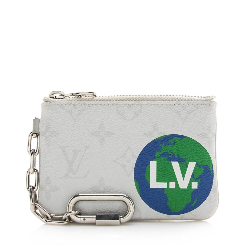 Louis Vuitton Limited Edition Monogram Chalk Canvas Logo Story PM Key Pouch (SHF-22616) - Barde