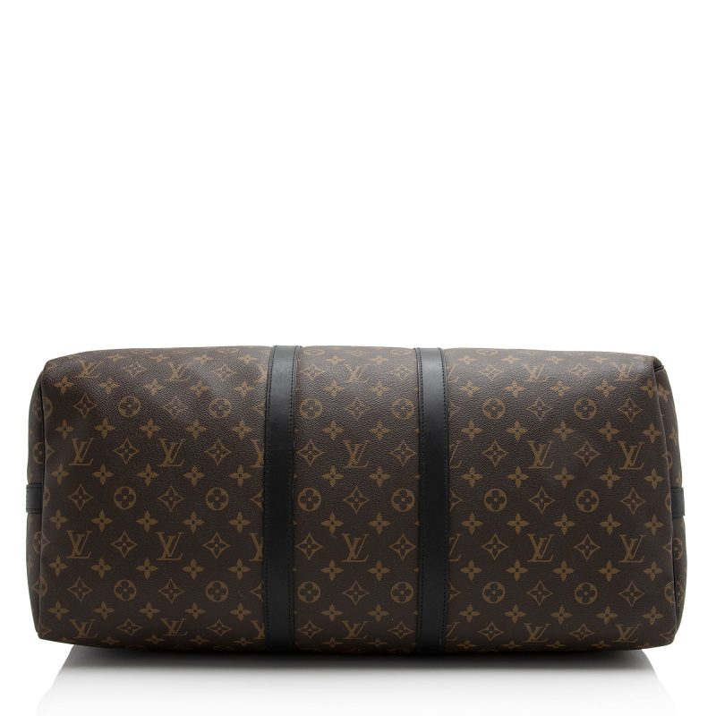 Louis Vuitton Monogram Canvas Macassar Keepall Bandouliere 55 Duffle Bag (SHF-22191) - Barde - Image 4