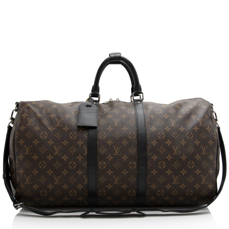 Louis Vuitton Monogram Canvas Macassar Keepall Bandouliere 55 Duffle Bag (SHF-22191) - Barde