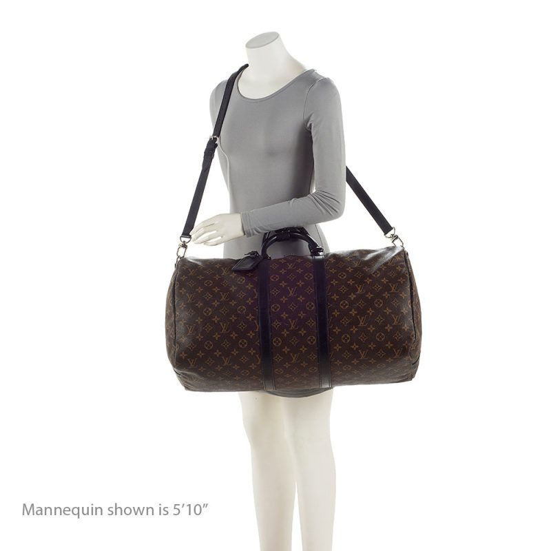 Louis Vuitton Monogram Canvas Macassar Keepall Bandouliere 55 Duffle Bag (SHF-22191) - Barde - Image 5