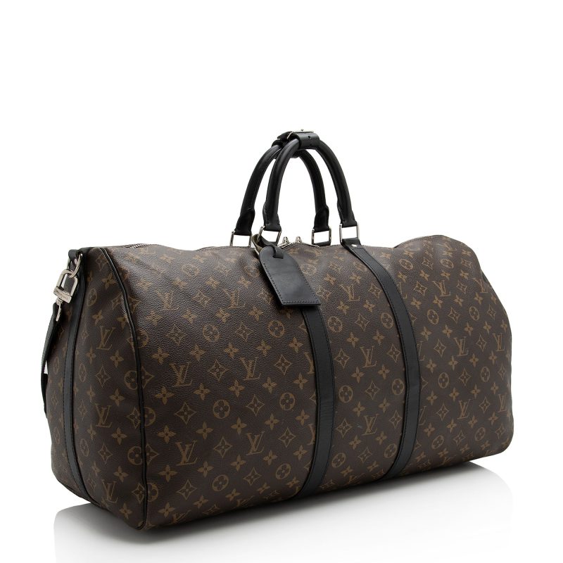 Louis Vuitton Monogram Canvas Macassar Keepall Bandouliere 55 Duffle Bag (SHF-22191) - Barde - Image 2