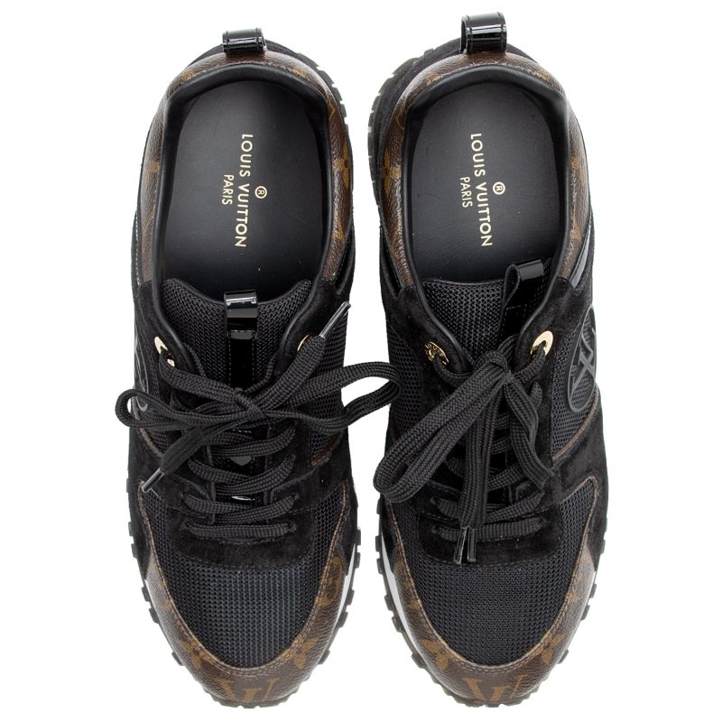 Louis Vuitton Monogram Canvas Suede Run Away Sneakers - Size 7.5 / 37.5 (SHF-22978) - Barde - Image 4