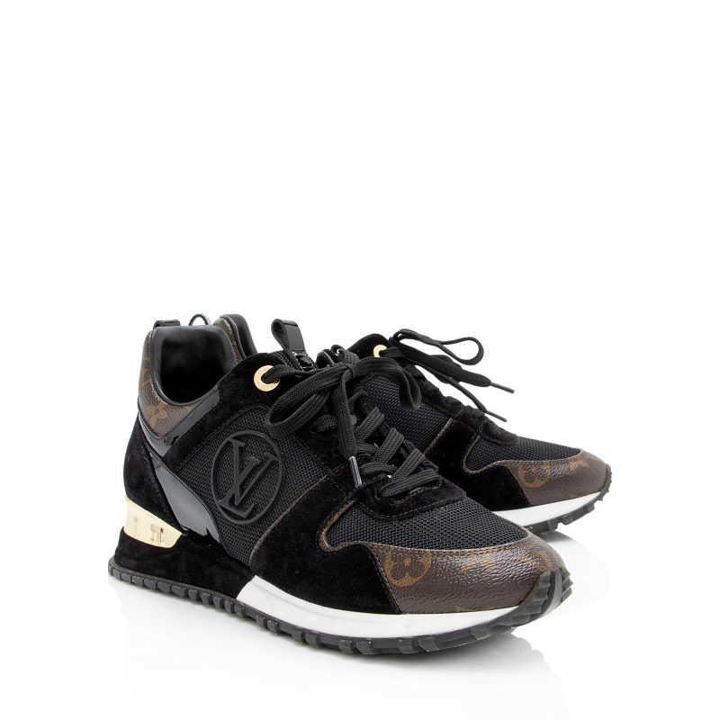 Louis Vuitton Monogram Canvas Suede Run Away Sneakers - Size 7.5 / 37.5 (SHF-22978) - Barde - Image 2