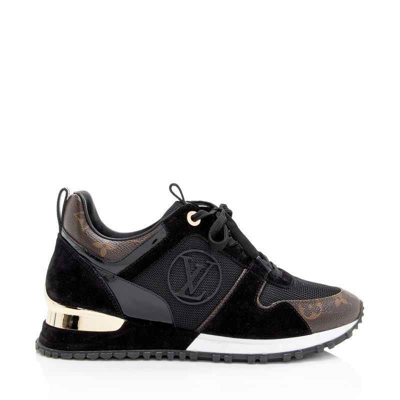 Louis Vuitton Monogram Canvas Suede Run Away Sneakers - Size 7.5 / 37.5 (SHF-22978) - Barde