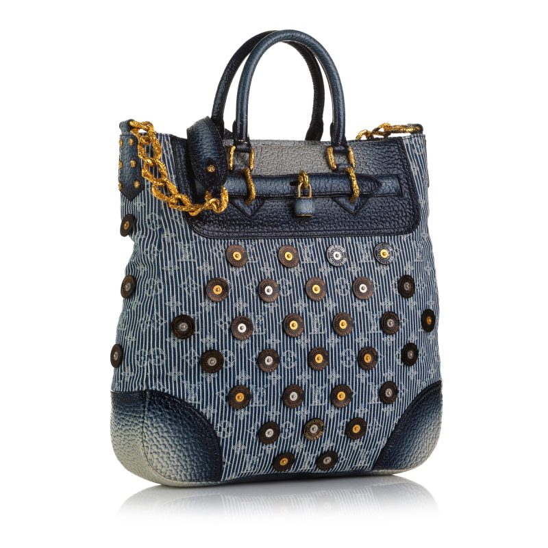 Louis Vuitton Monogram Stripes Denim Polka Dot Trunks and Bags Corsaire Tote (SHG-37846) - Barde - Image 2