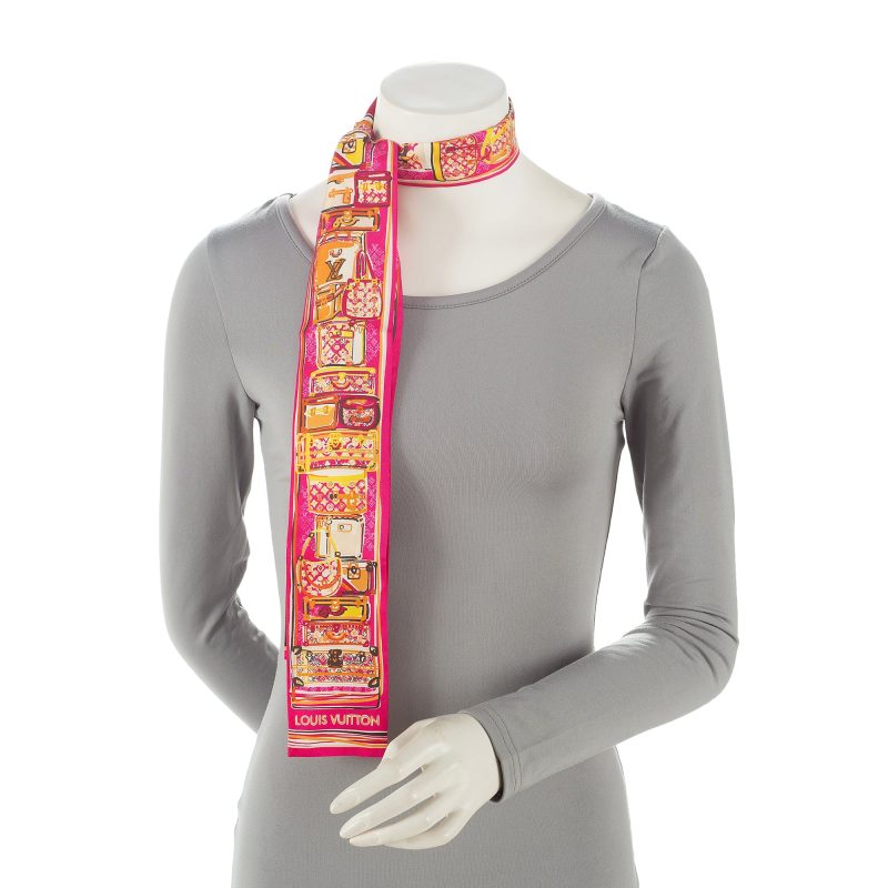 Louis Vuitton Silk Monogram Trunks Bandeau Scarf (SHF-22312) - Barde - Image 3