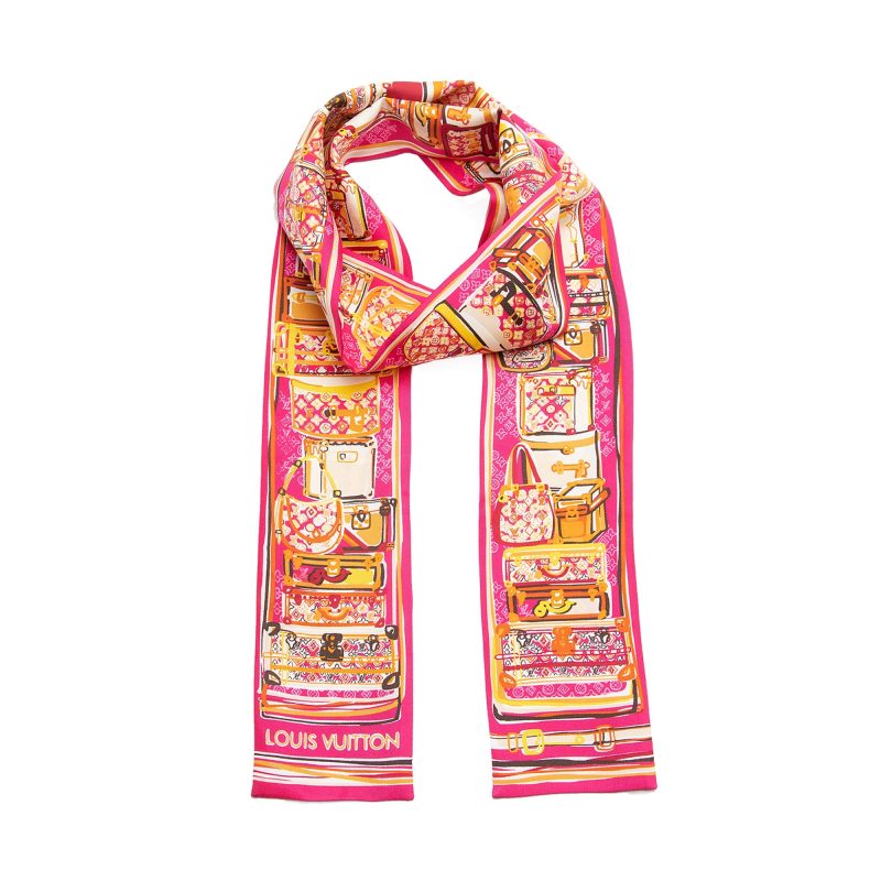 Louis Vuitton Silk Monogram Trunks Bandeau Scarf (SHF-22312) - Barde - Image 2