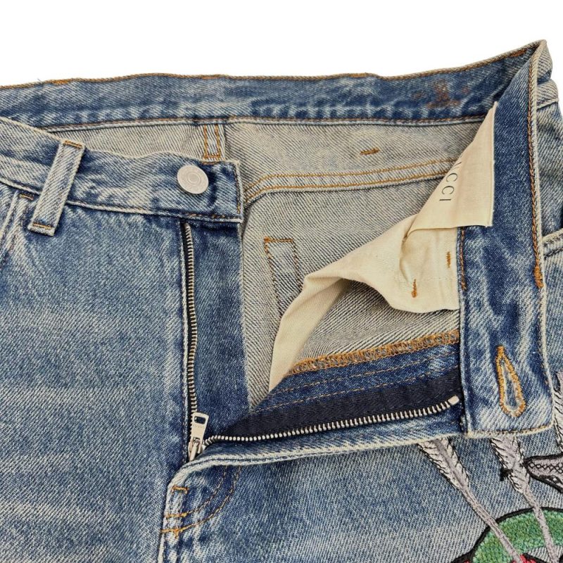 Gucci Snake Denim Pants Blue Men - Barde - Image 3