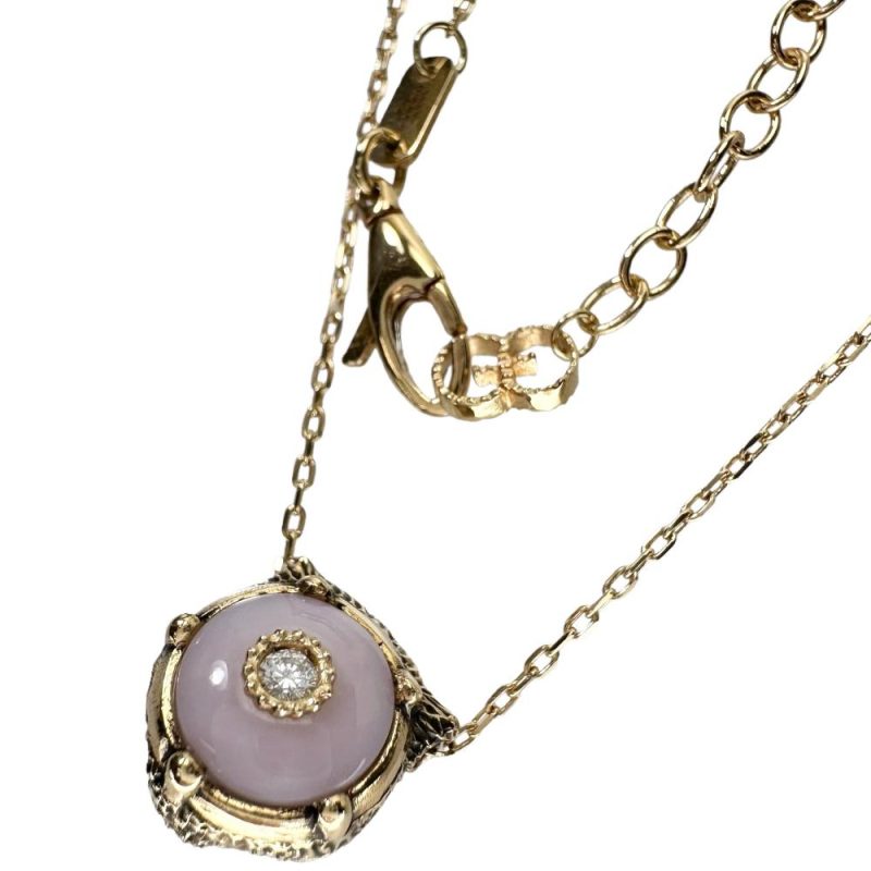 Gucci Pink Opal Diamond Necklace K18YG - Barde