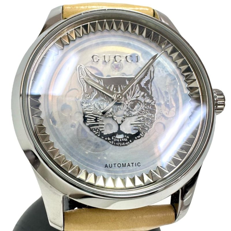 Gucci Timeless Cat Watch Stainless Steel Leather Automatic - Barde - Image 4