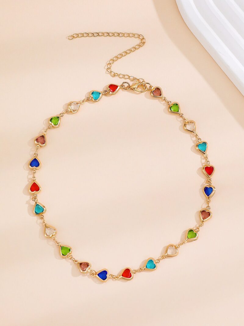 Fashion Heart Colorful Heart-shaped Zircon Chain Bracelets - Image 6