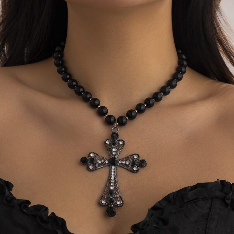 Ornament Fashion Imitation Pearl Cross Collar Geometric Necklaces